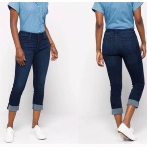 LIVERPOOL The Crop Blue Rolled Hem Dohney Dark Jeans size 6/28